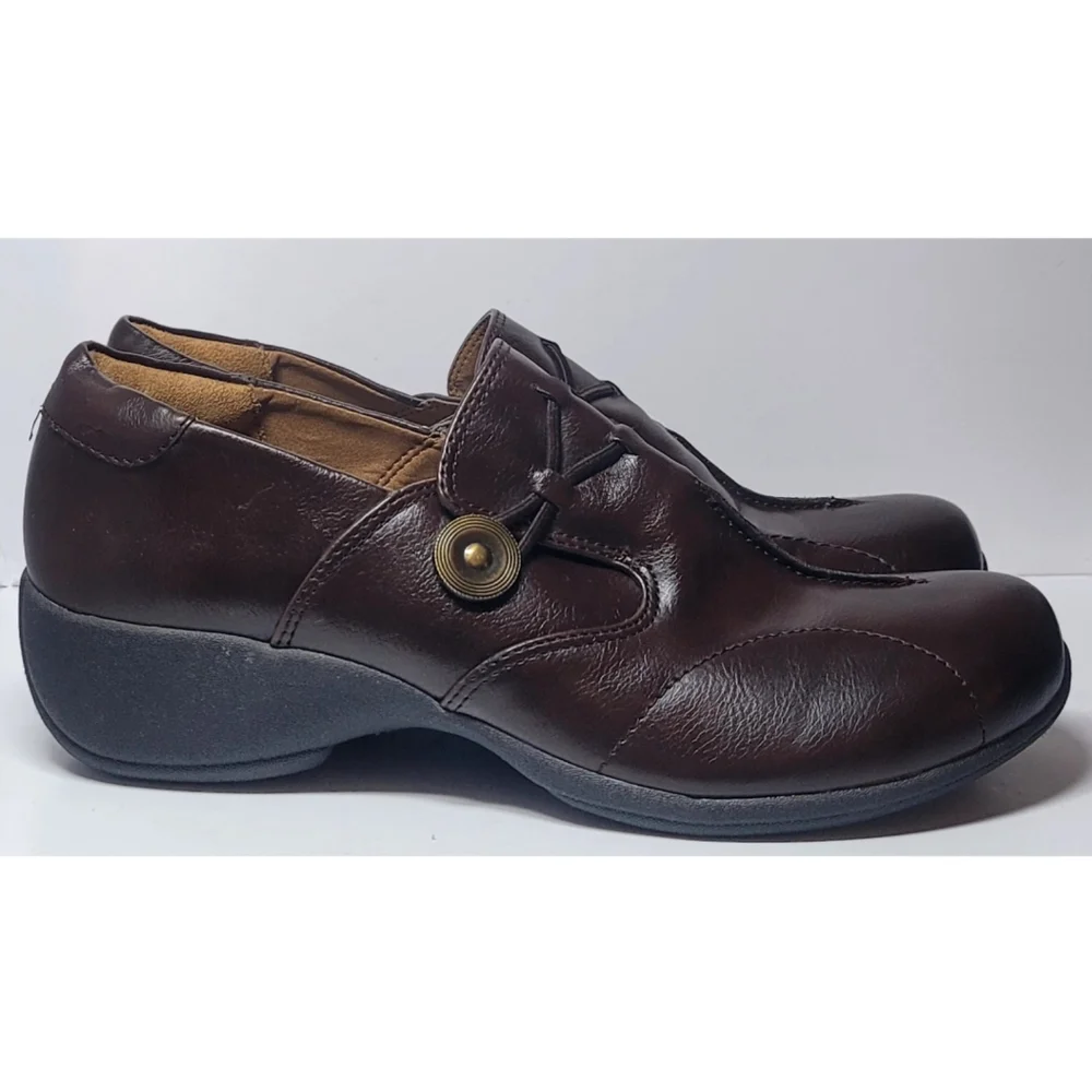 NATURALIZER Jance Womens Shoes Size 9M Brown Leather Wedge Neutral Comfy Office